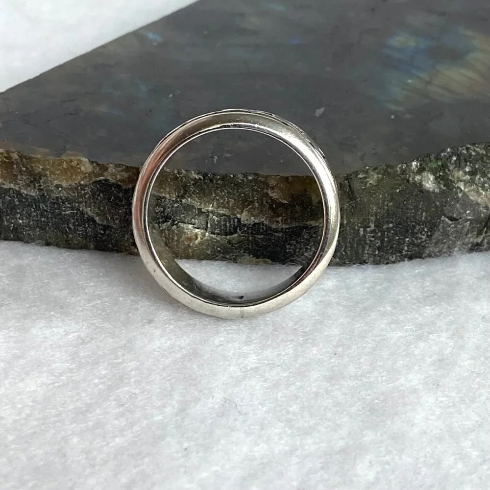Sterling Silver 925 Mexico Curb Chain Pattern Spinner Band Ring Sz 9.5 - 9.75